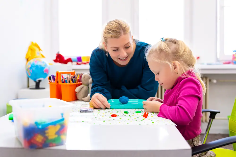 child playing with blocks